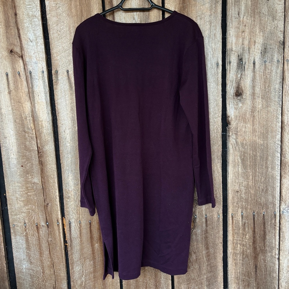 Saint Tropez West Embroidered Sweater Dress XL Purple Boho Cottagecore Winter - Picture 6 of 7